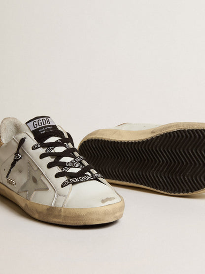 Women's white leather Super-Star with glittery heel tab - Golden Goose Women