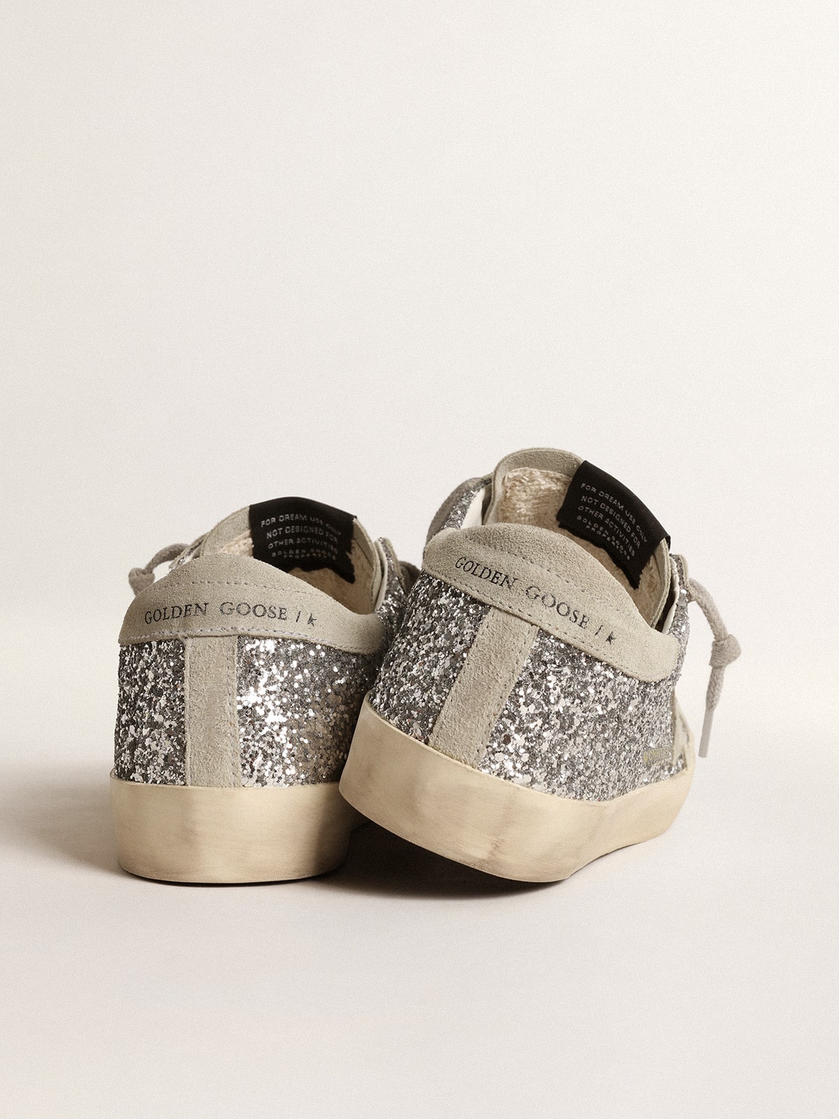 Women's Super-Star in silver glitter with ice-gray suede star - Golden Goose Women