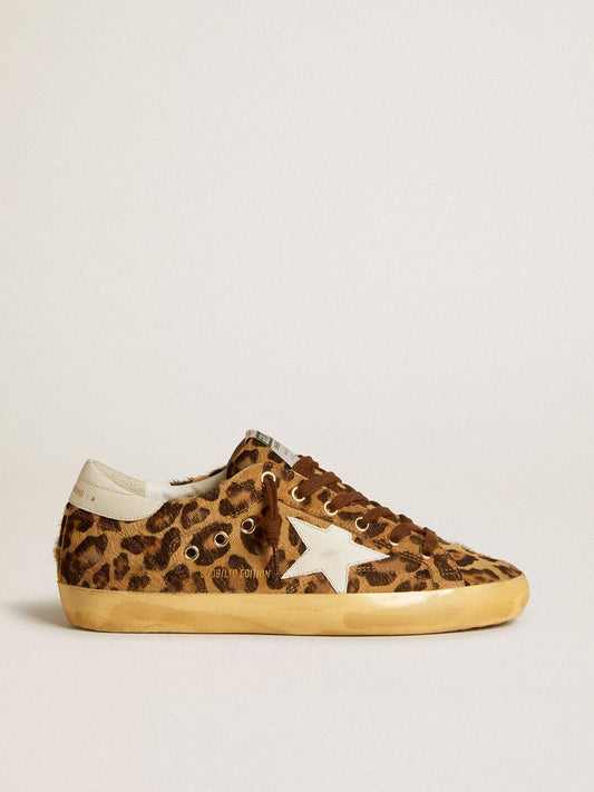 Women’s Super-Star  in leopard-print pony skin with leather star and heel tab - Golden Goose Women