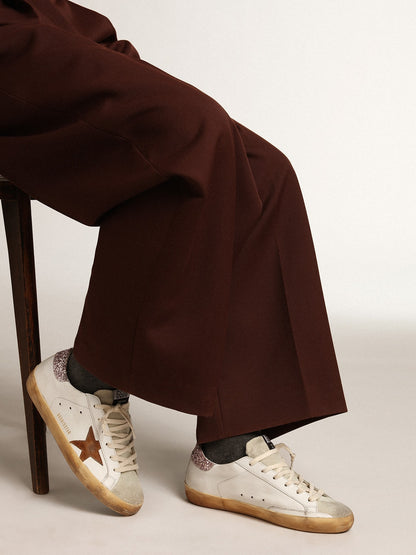 Super-Star with a tan star and pink glitter heel tab - Golden Goose Women
