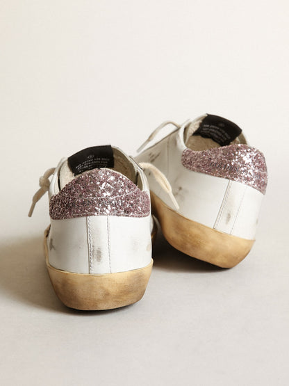 Super-Star with a tan star and pink glitter heel tab - Golden Goose Women