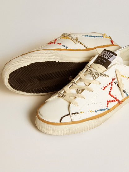 Women’s Super-Star LTD with perforated star and metallic leather heel tab - Golden Goose Women