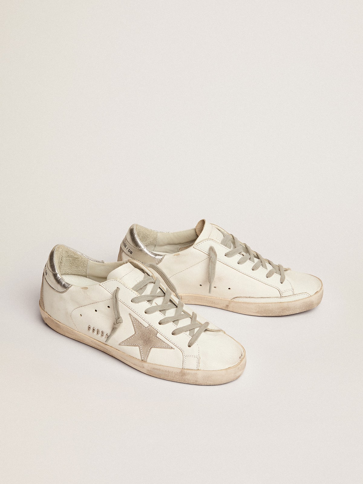 Women's Super-Star with silver heel tab and metal stud lettering - Golden Goose Women