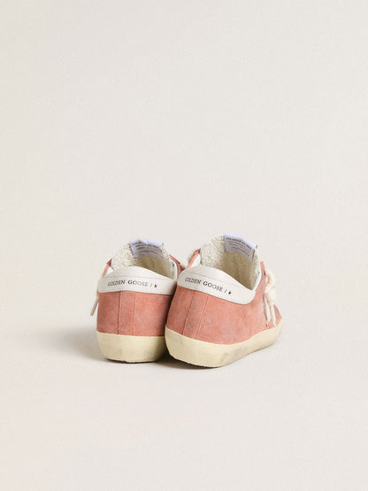 Women’s Super-Star in coral suede with white leather star and heel tab - Golden Goose Women