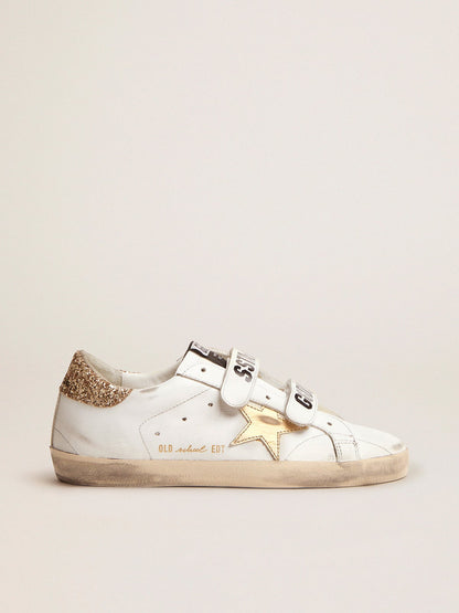 Women's Old School with gold star in laminated leather - Golden Goose Women