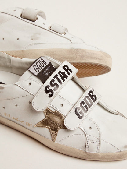 Women's Old School with gold star in laminated leather - Golden Goose Women