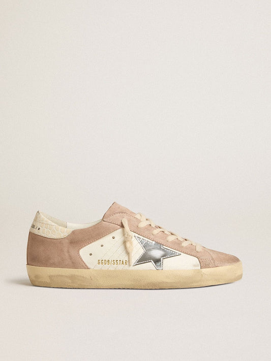 Women’s Super-Star sneakers in pink suede with silver metallic leather star - Golden Goose Women