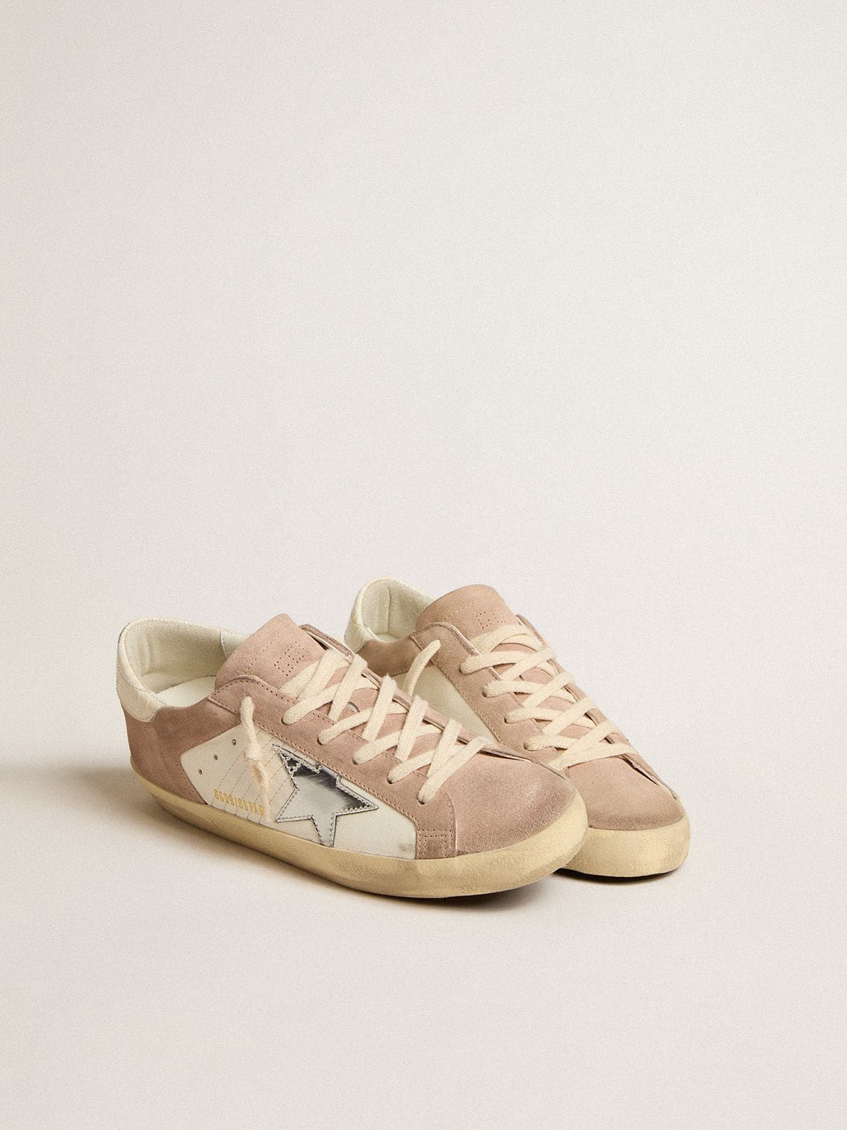 Women’s Super-Star sneakers in pink suede with silver metallic leather star - Golden Goose Women