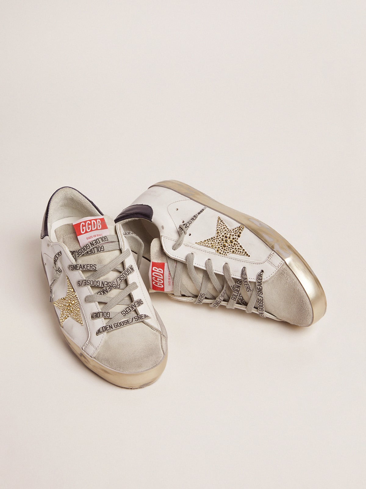 Women’s Super-Star  with blue heel tab and Swarovski crystal star - Golden Goose Women
