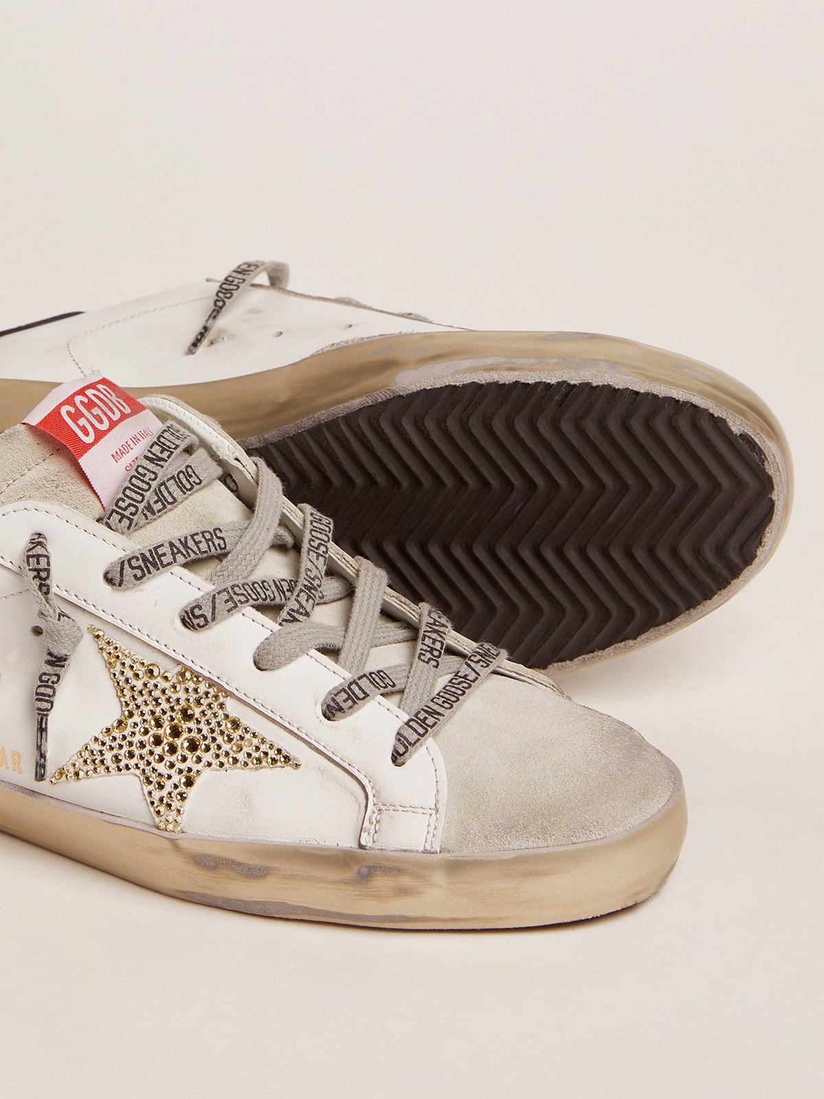 Women’s Super-Star  with blue heel tab and Swarovski crystal star - Golden Goose Women