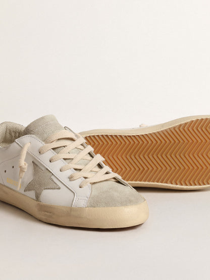 Women's Super-Star with gray star and silver glitter heel tab - Golden Goose Women