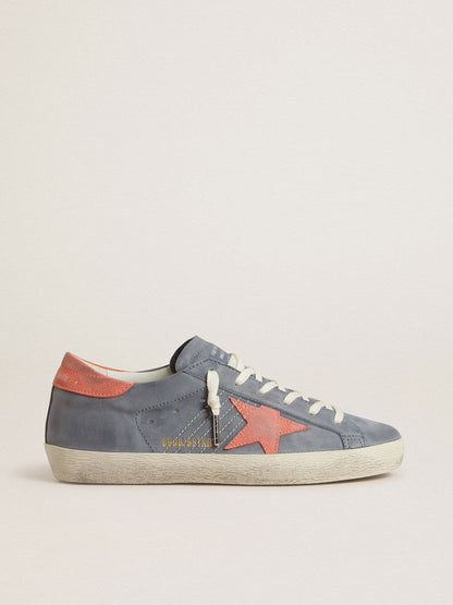 Women's Super Star in blue nubuck with pink suede star and heel tab - Golden Goose Women
