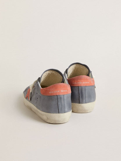 Women's Super Star in blue nubuck with pink suede star and heel tab - Golden Goose Women