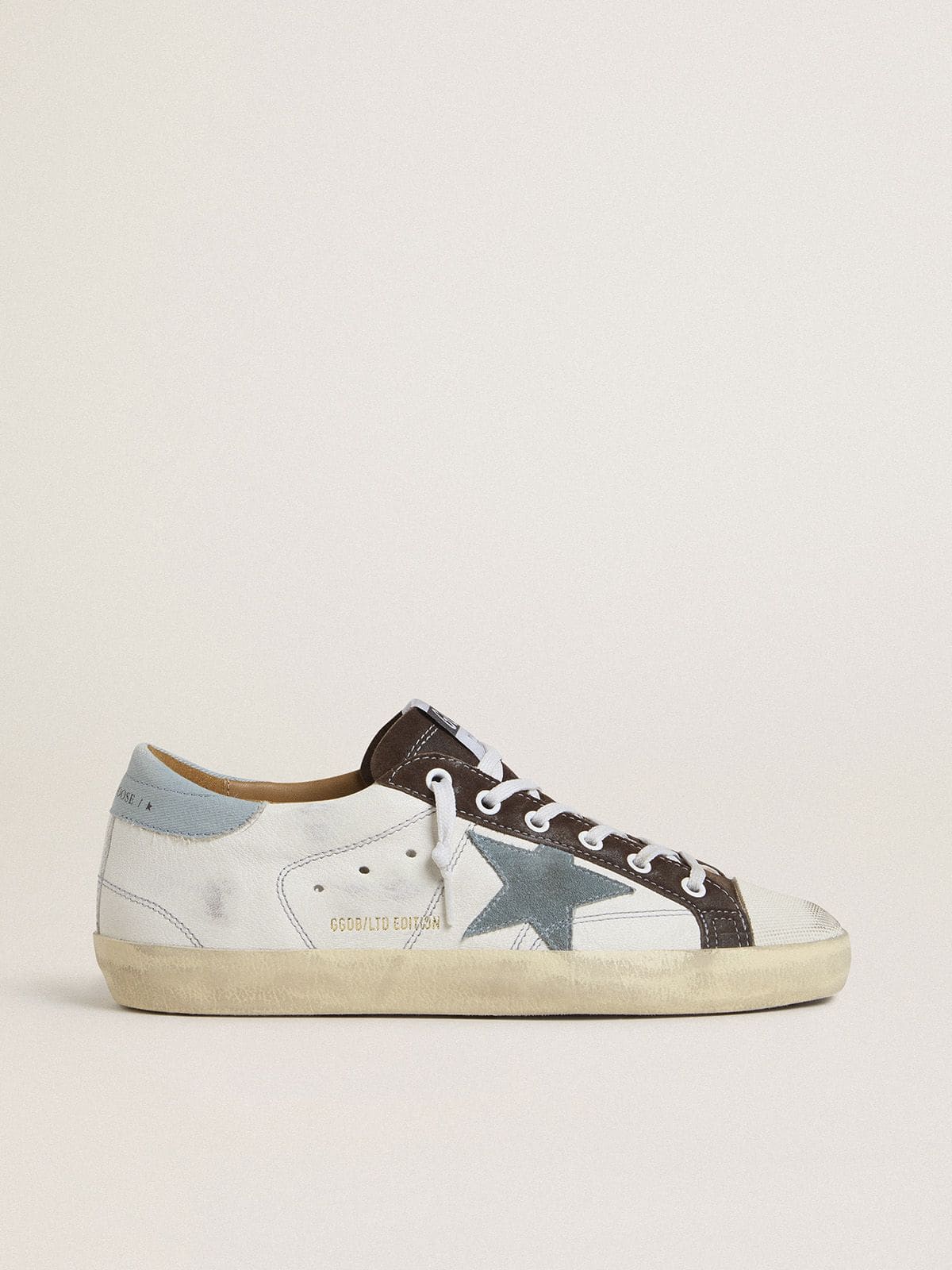 Women’s LTD Super-Star with light blue suede star and light blue canvas heel tab - Golden Goose Women