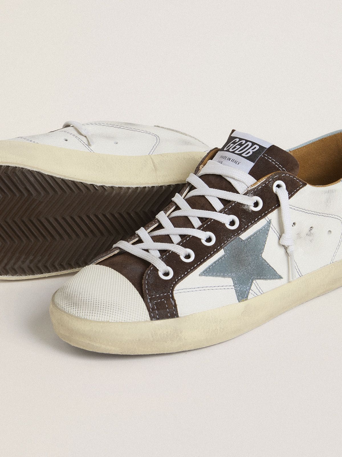 Women’s LTD Super-Star with light blue suede star and light blue canvas heel tab - Golden Goose Women