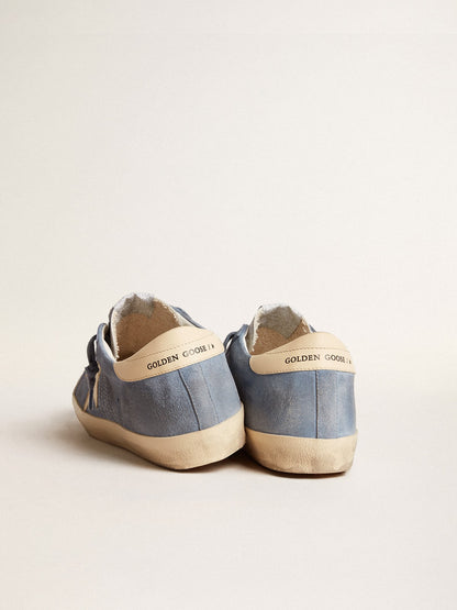 Super-Star in light blue suede with beige leather star and heel tab - Golden Goose Women