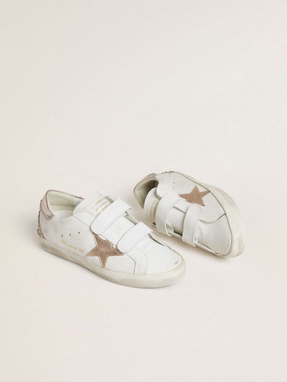 Women’s Old School LTD with rose gold metallic leather star and heel tab - Golden Goose Women