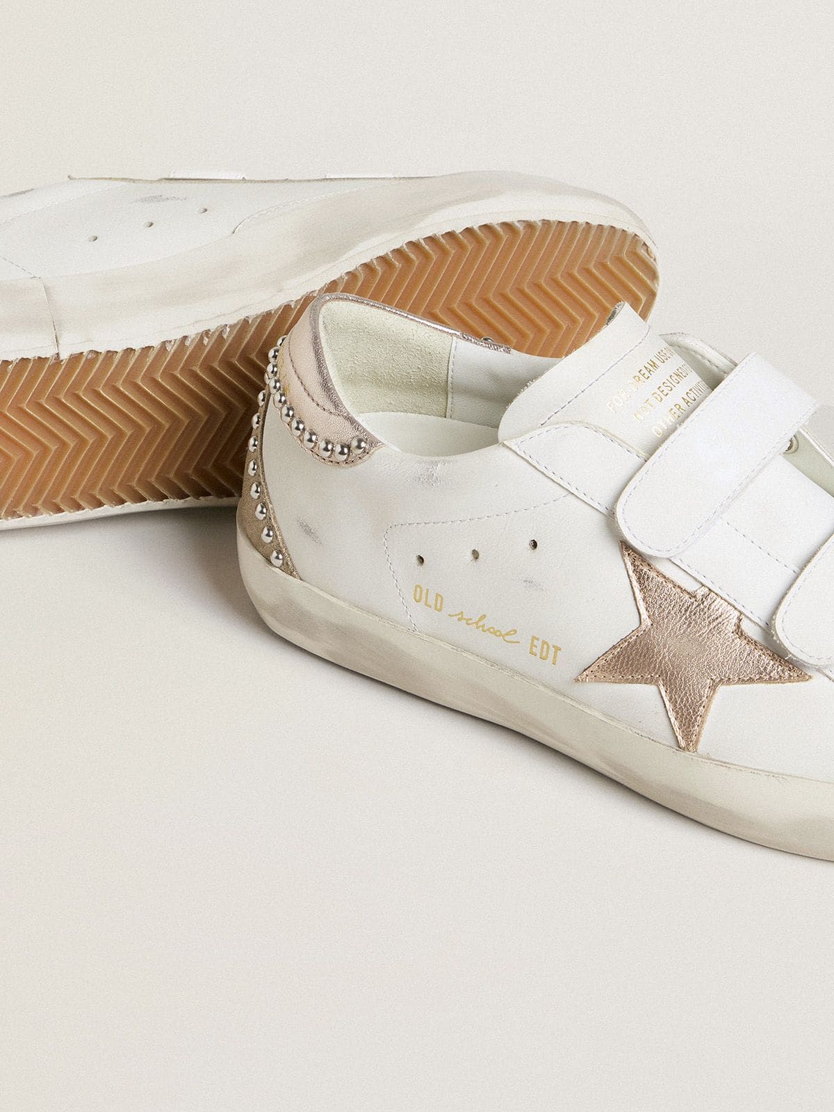 Women’s Old School LTD with rose gold metallic leather star and heel tab - Golden Goose Women