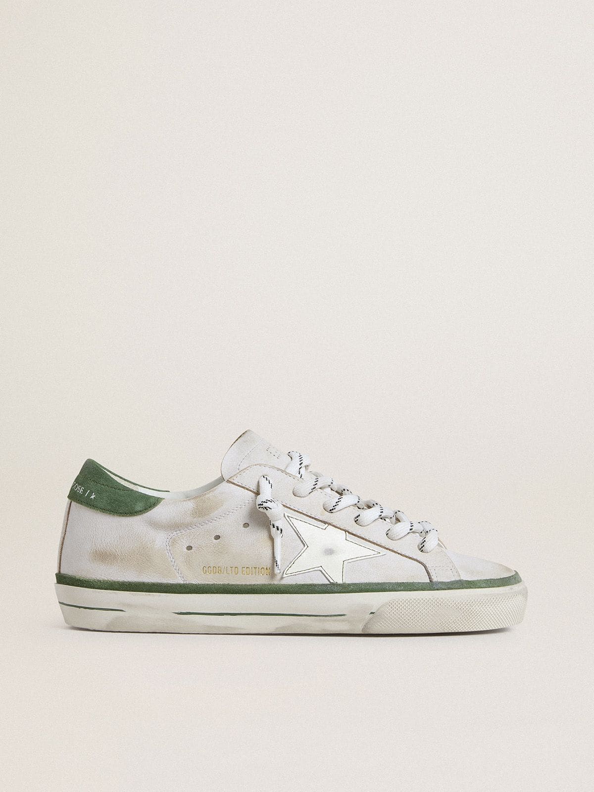 Women's Super-Star LTD with white leather star and green suede heel tab - Golden Goose Women