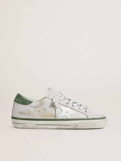 Women's Super-Star LTD with white leather star and green suede heel tab - Golden Goose Women