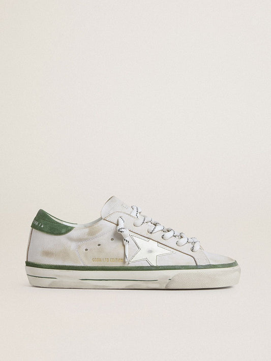 Women's Super-Star LTD with white leather star and green suede heel tab - Golden Goose Women