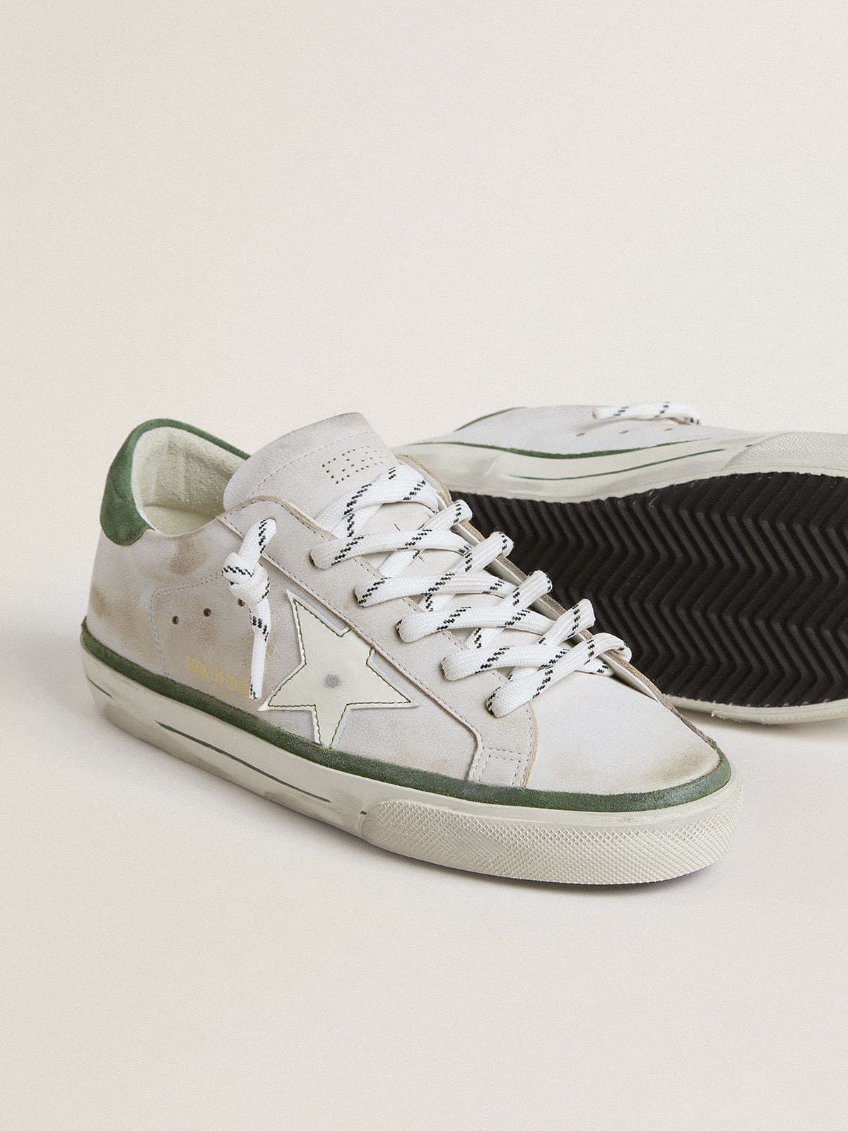 Women's Super-Star LTD with white leather star and green suede heel tab - Golden Goose Women