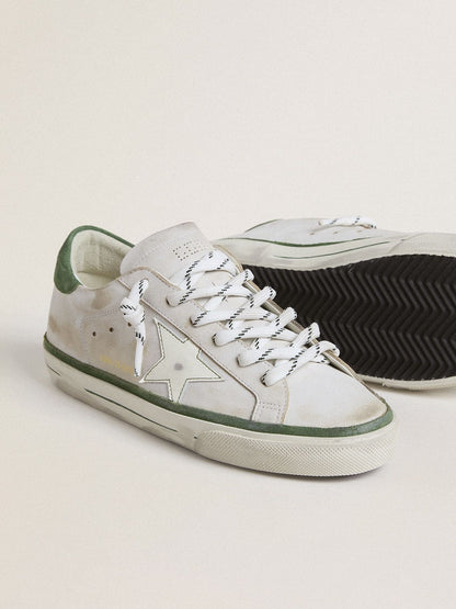 Women's Super-Star LTD with white leather star and green suede heel tab - Golden Goose Women