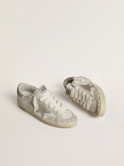 Women’s Super-Star LTD with beige suede star and heel tab and floral embroidery - Golden Goose Women