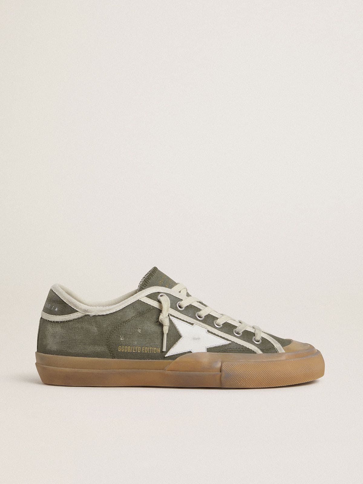 Women’s Super-Star LTD in green canvas with white leather star - Golden Goose Women