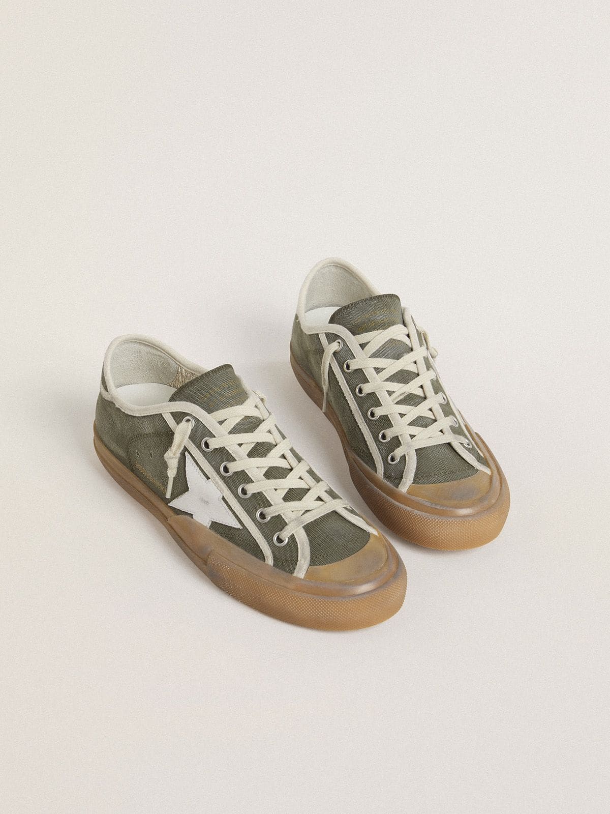 Women’s Super-Star LTD in green canvas with white leather star - Golden Goose Women