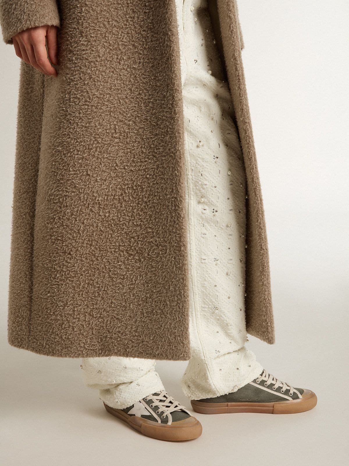 Women’s Super-Star LTD in green canvas with white leather star - Golden Goose Women
