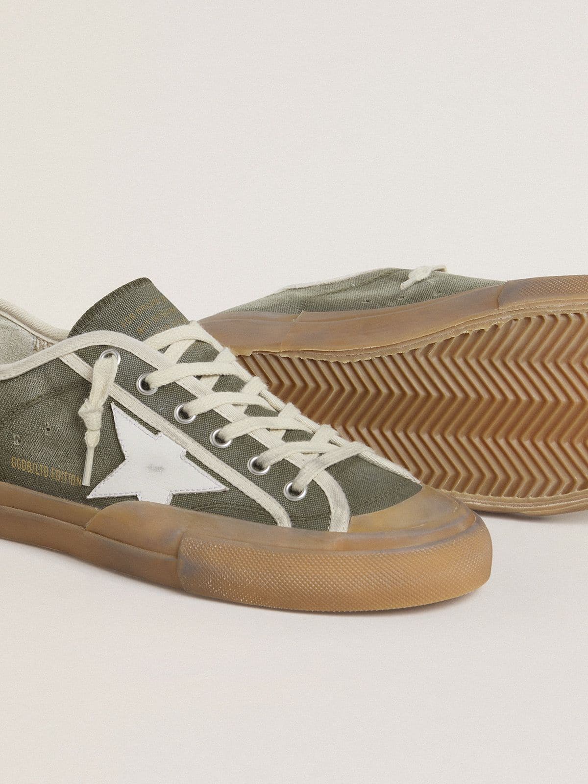 Women’s Super-Star LTD in green canvas with white leather star - Golden Goose Women