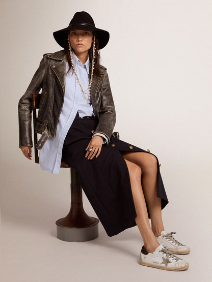 Women's Super-Star with black heel tab and metal stud lettering - Golden Goose Women