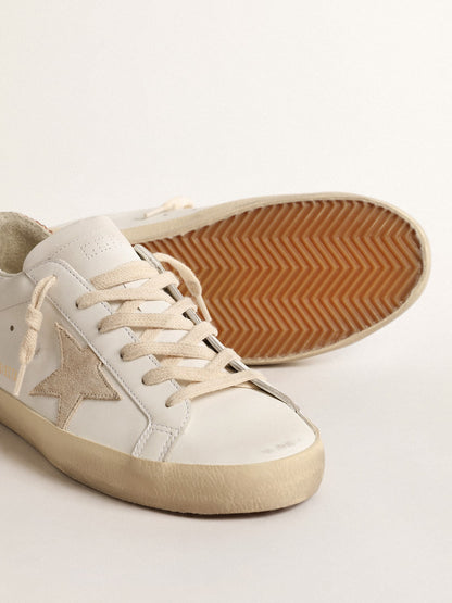 Women's Super-Star with a suede star and peach-pink glitter heel tab - Golden Goose Women