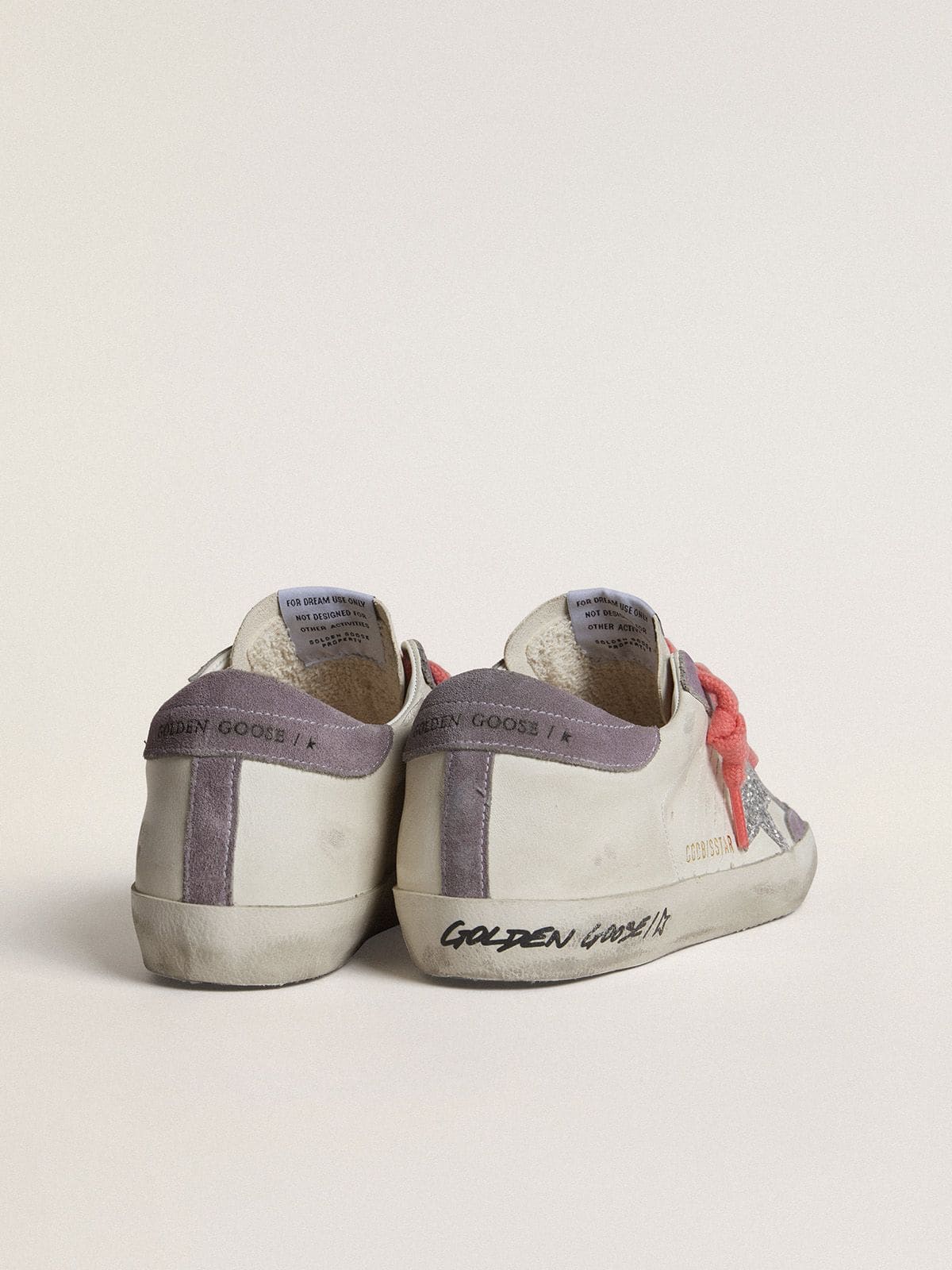 Women's Super-Star with silver glitter star and lilac suede heel tab - Golden Goose Women