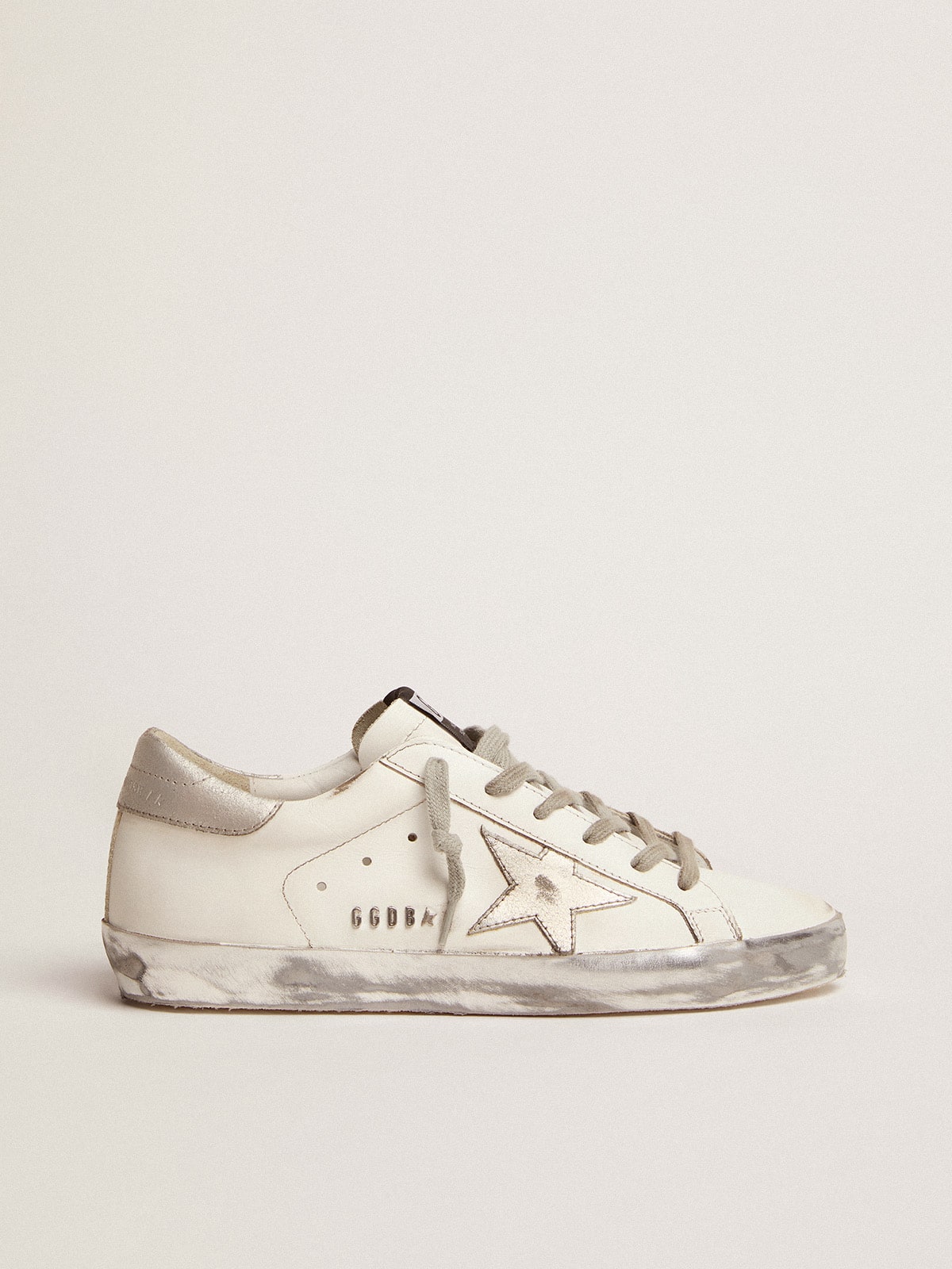 Women's Super-Star with silver sparkle foxing and metal stud lettering - Golden Goose Women