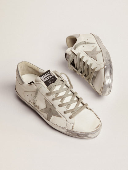 Women's Super-Star with silver sparkle foxing and metal stud lettering - Golden Goose Women
