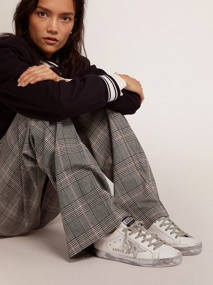 Women's Super-Star with silver sparkle foxing and metal stud lettering - Golden Goose Women