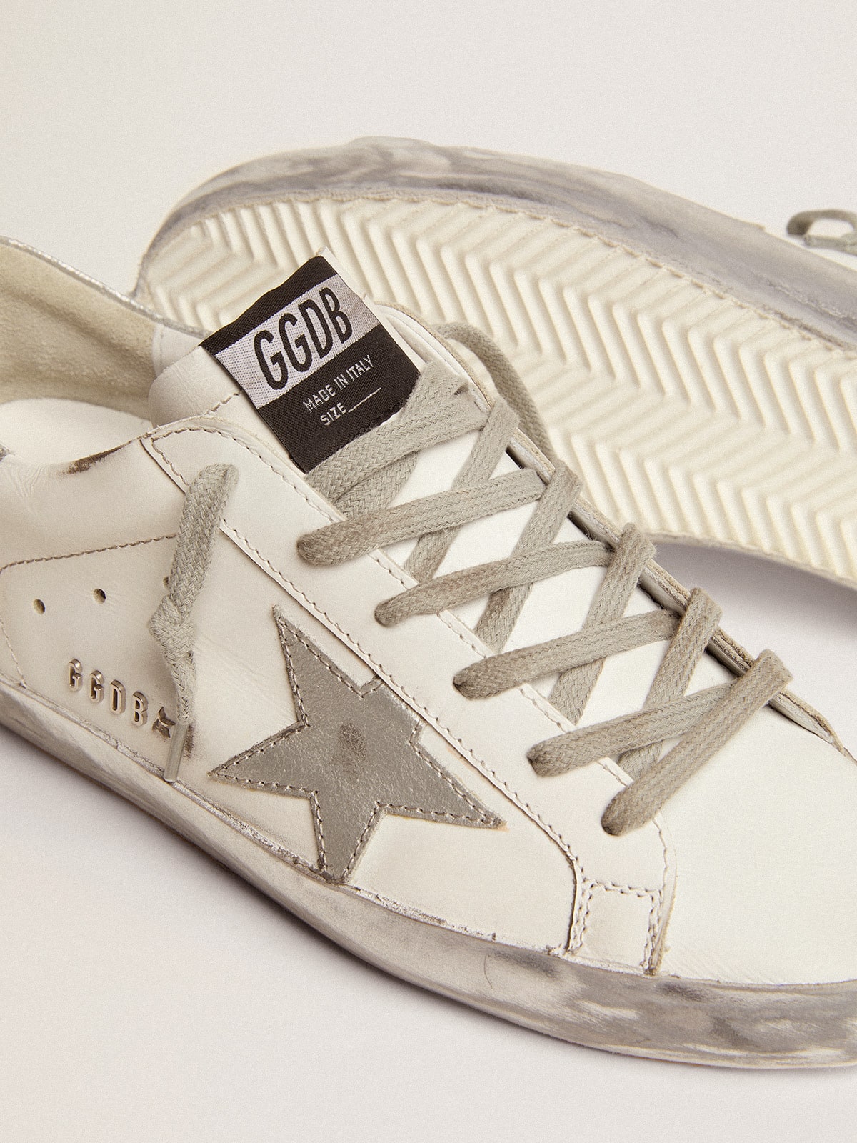 Women's Super-Star with silver sparkle foxing and metal stud lettering - Golden Goose Women