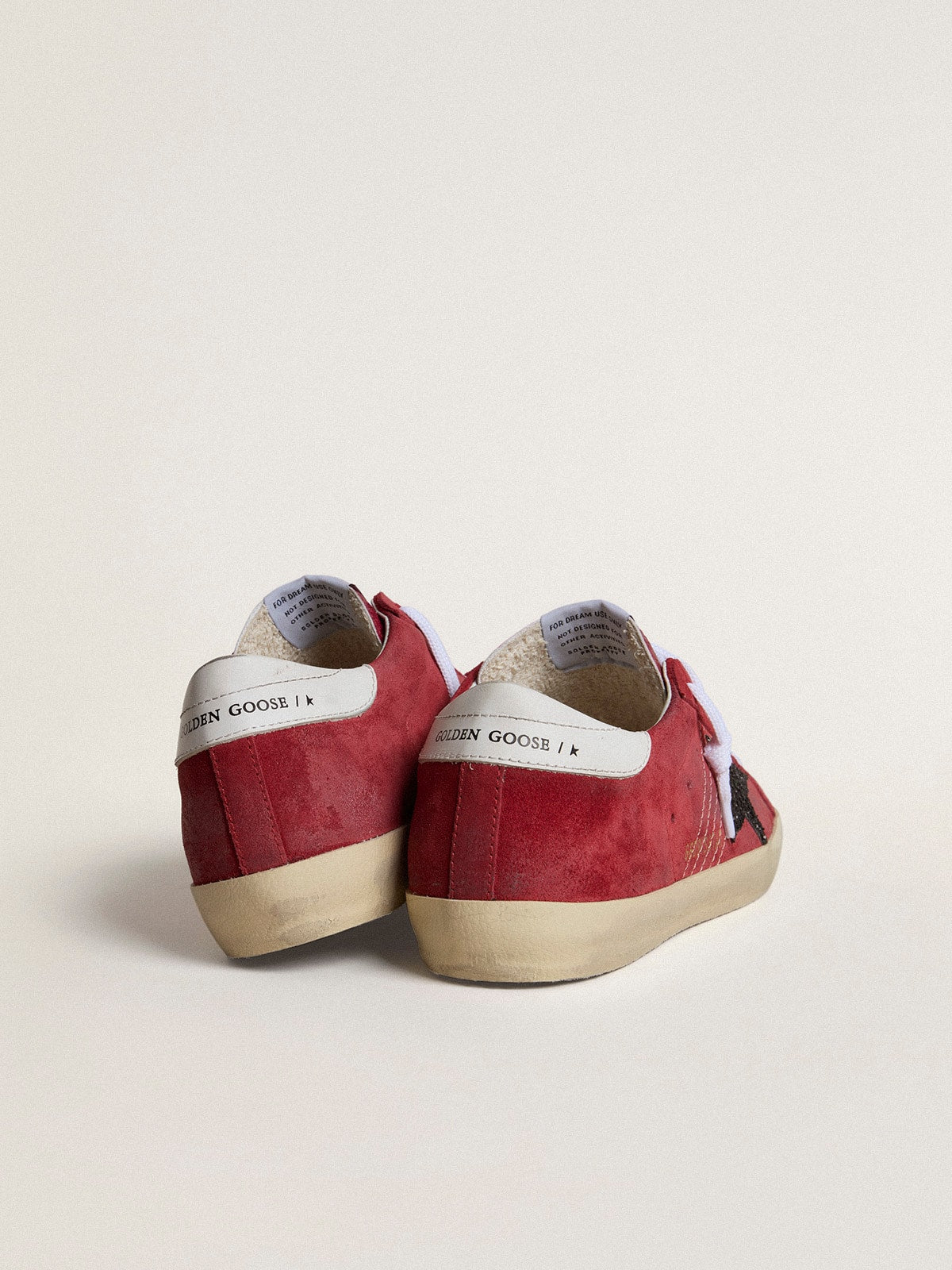 Women’s Super-Star in red suede with glitter star and white heel tab - Golden Goose Women