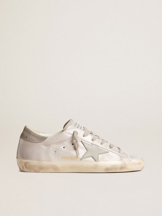 Super-Star sneakers in gray-white glitter-effect leather with leather star - Golden Goose Women