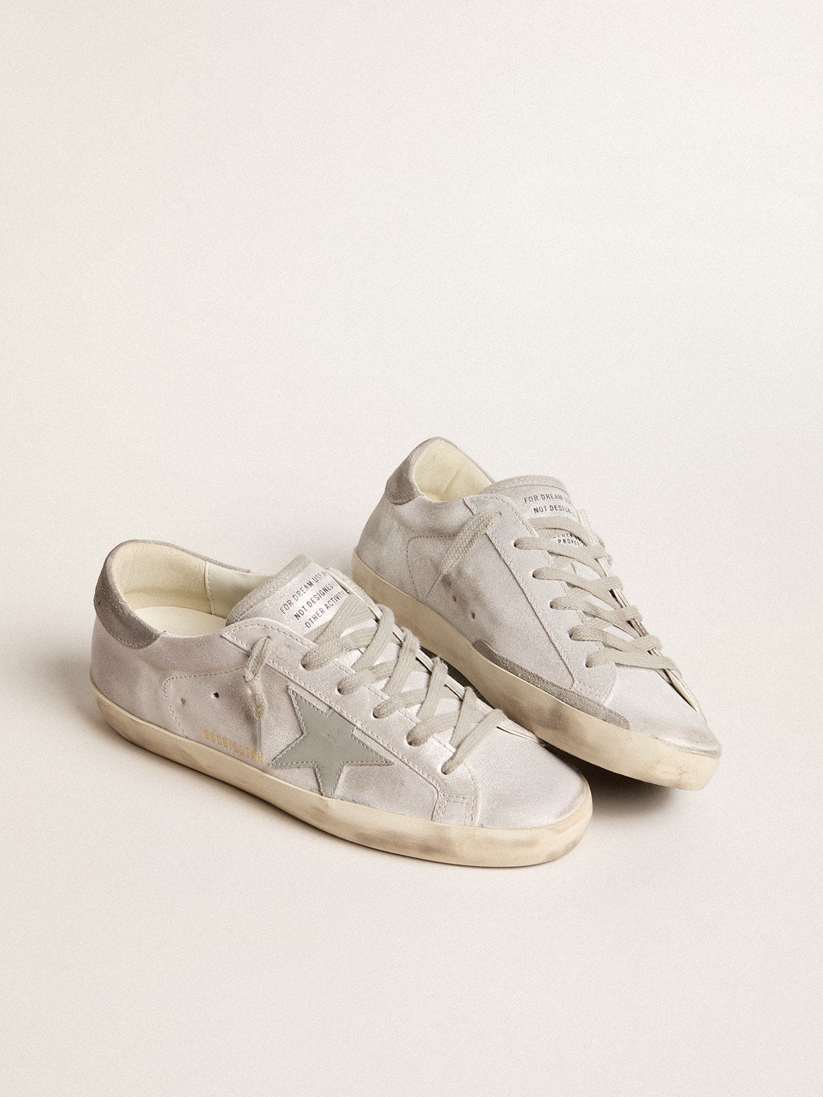 Super-Star sneakers in gray-white glitter-effect leather with leather star - Golden Goose Women