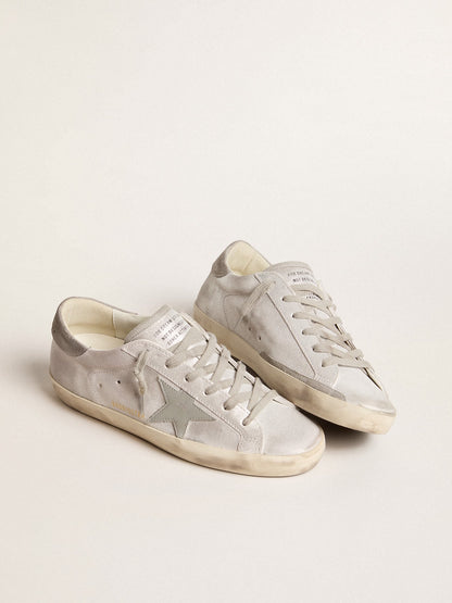 Super-Star sneakers in gray-white glitter-effect leather with leather star - Golden Goose Women