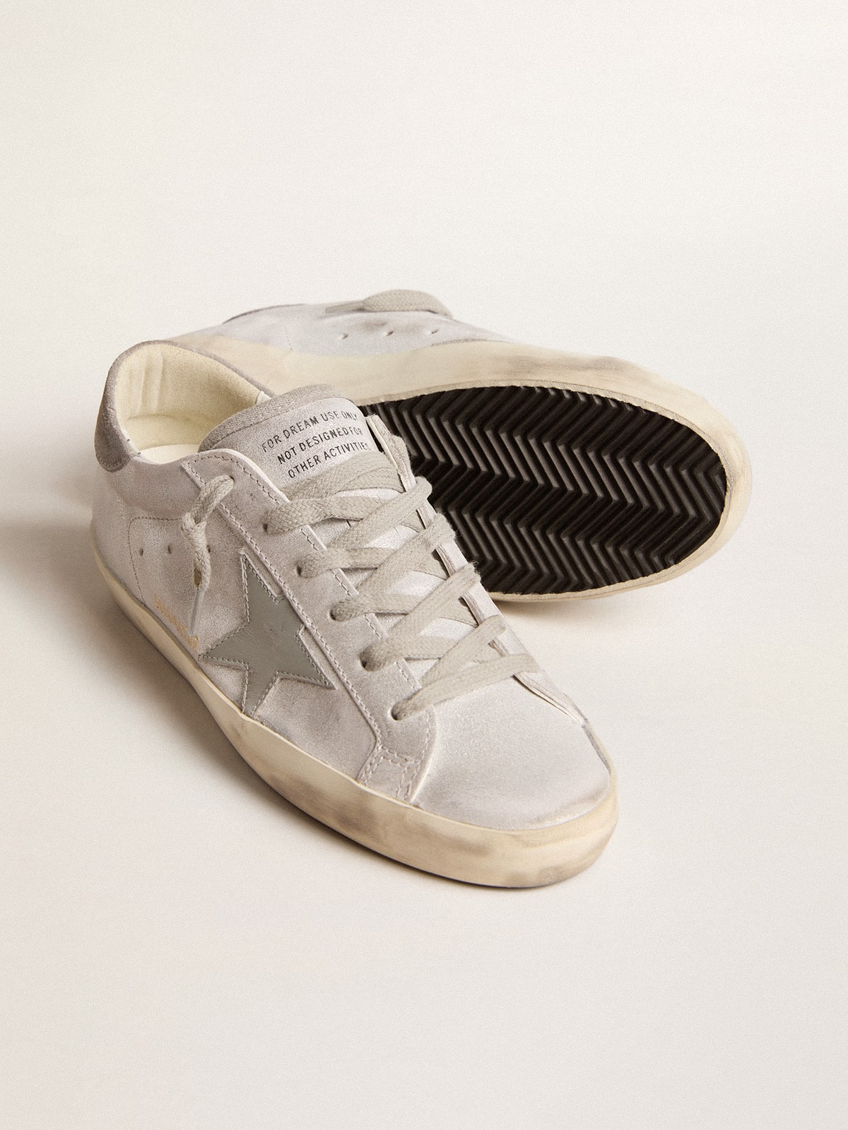 Super-Star sneakers in gray-white glitter-effect leather with leather star - Golden Goose Women