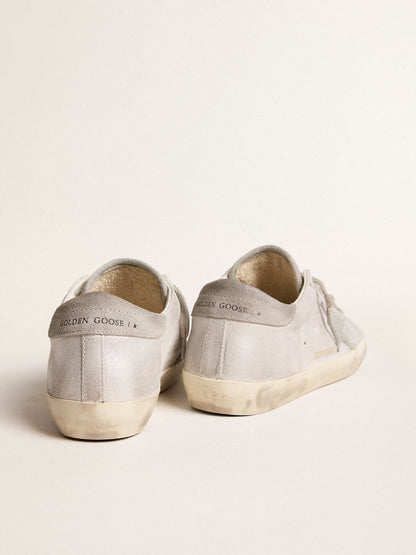 Super-Star sneakers in gray-white glitter-effect leather with leather star - Golden Goose Women