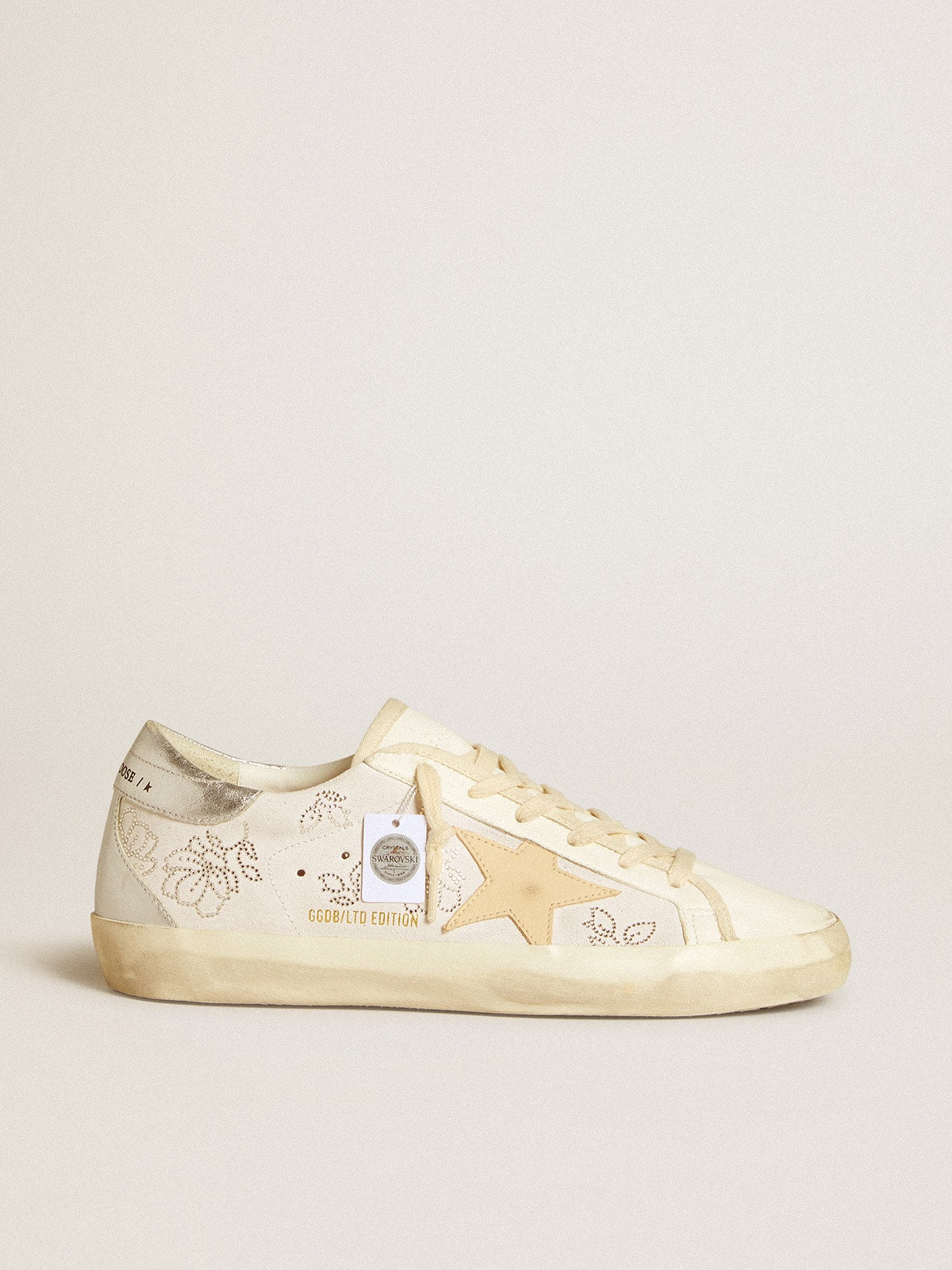 Women's Super-Star  with Swarovski crystals and smoke gray leather star - Golden Goose Women
