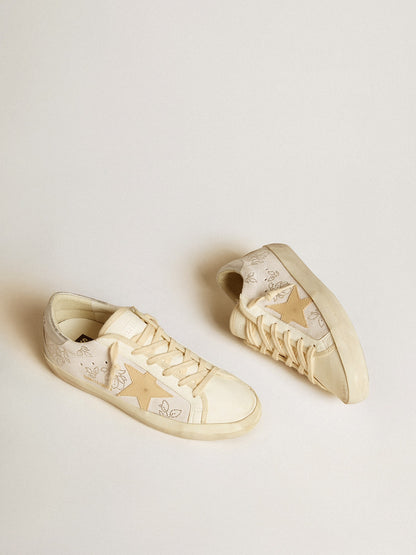 Women's Super-Star  with Swarovski crystals and smoke gray leather star - Golden Goose Women