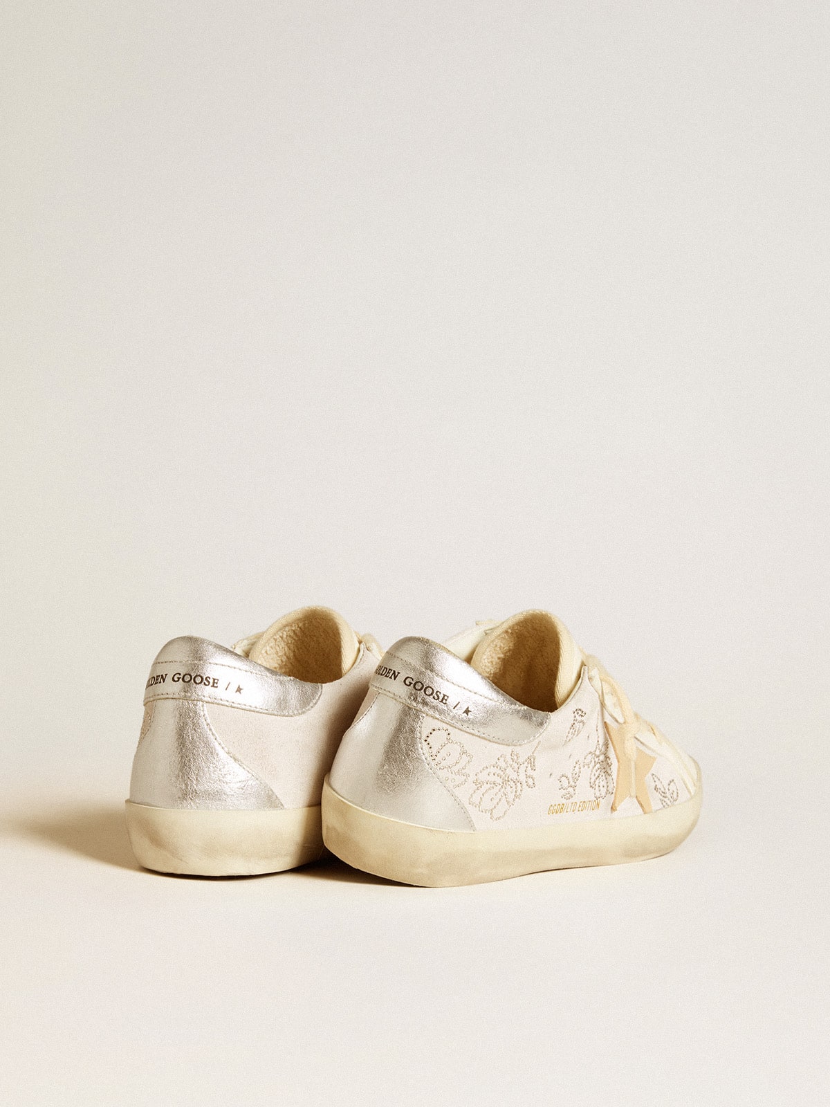 Women's Super-Star  with Swarovski crystals and smoke gray leather star - Golden Goose Women