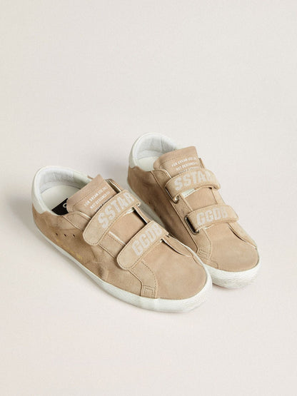 Women’s Old School in beige suede with white leather heel tab - Golden Goose Women