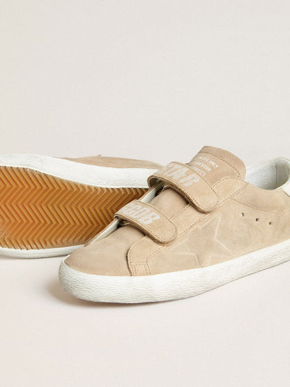 Women’s Old School in beige suede with white leather heel tab - Golden Goose Women